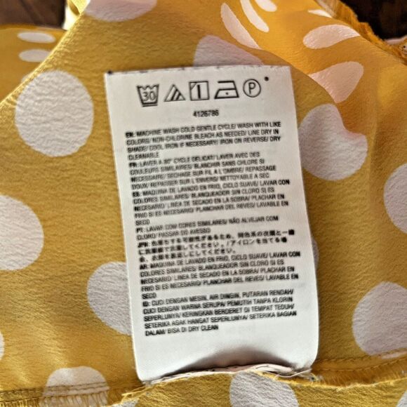 Volcom Cami Top Women's M Read The Room Spaghetti Strap Yellow Polka Dot Ruffle - Picture 10 of 10